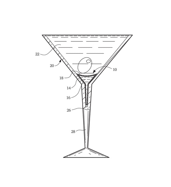 Project + Patent - Martini Glass Patent - T-Shirt - Charcoal Shirt with Light Pink Ink - NEW COLOR!
